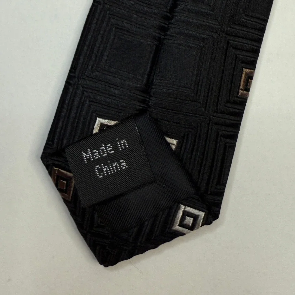 Michael Kors Necktie 100% Silk‎ Black Geometric